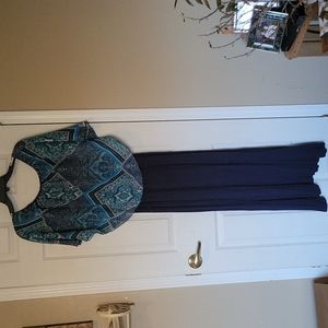 Medium Paisley print/Navy Blue Maxi Dress